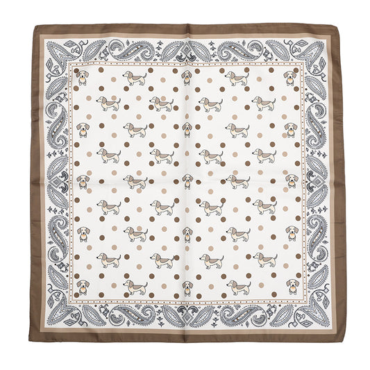 Sjaaltje Hondjes vierkant khaki 70x70cm