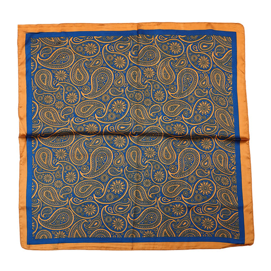 Sjaaltje Paisley vierkant blauw goud 70x70cm