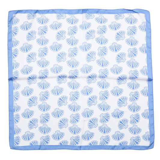 Sjaaltje Schelpen vierkant blauw wit 70x70cm