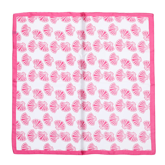 Sjaaltje Schelpen vierkant roze wit 70x70cm