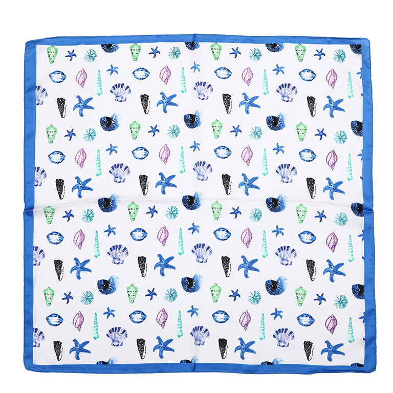 Sjaaltje Wild Shell vierkant blauw 70x70cm