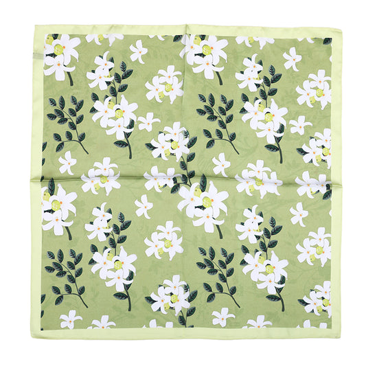 Sjaaltje bloemen vierkant groen 70x70cm