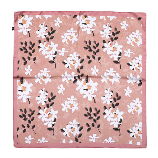 Sjaaltje bloemen vierkant roze 70x70cm