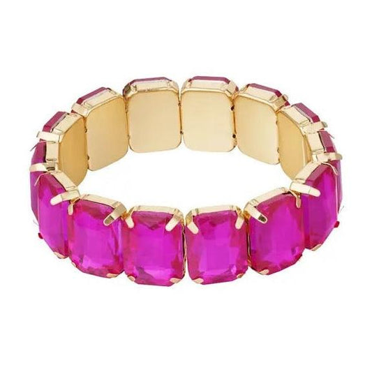 Armband Grote Stenen goud fuchsia