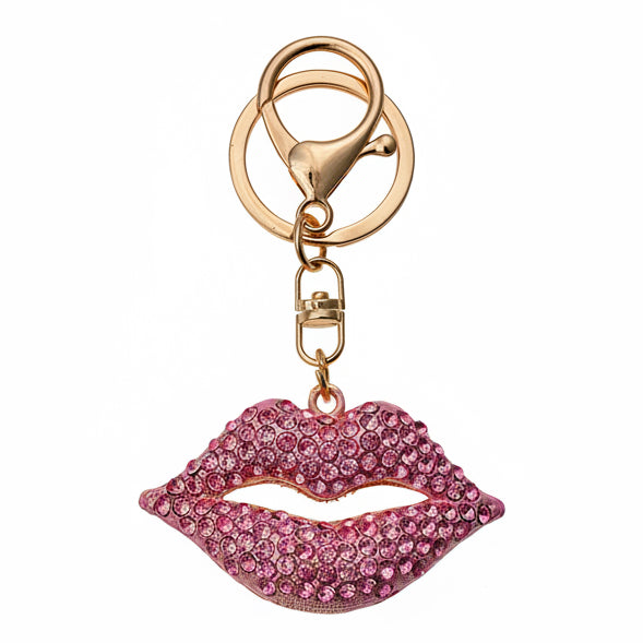 Sleutelhanger Lippen roze strass
