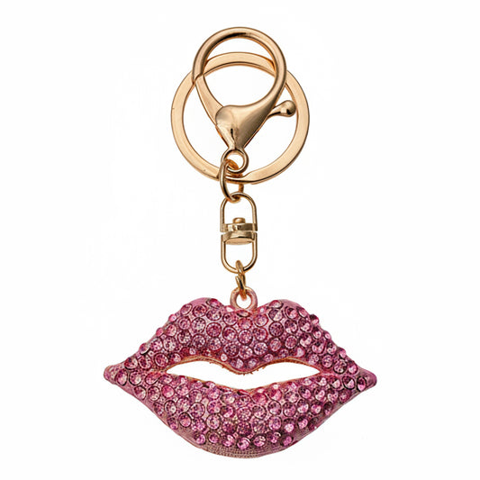 Sleutelhanger Lippen roze strass