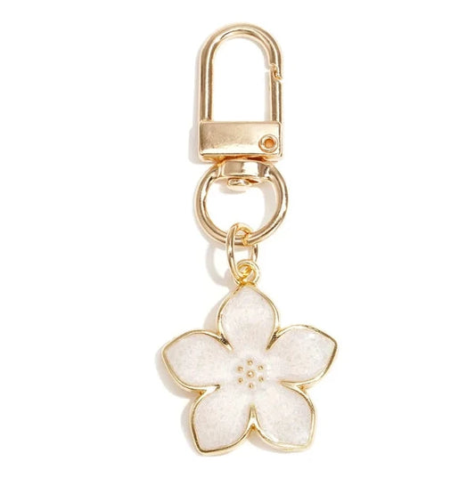 Sleutelhanger Bloesem goud wit