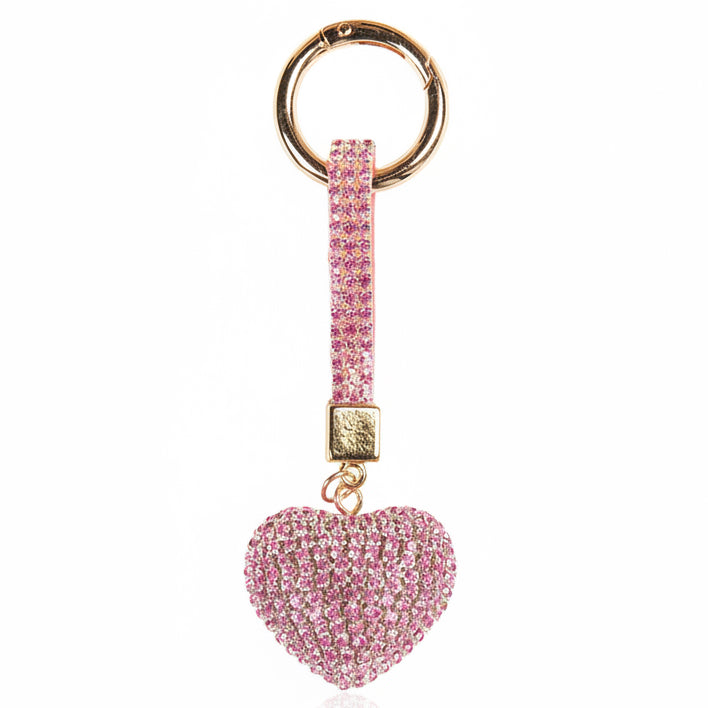Sleutelhanger Hart roze strass