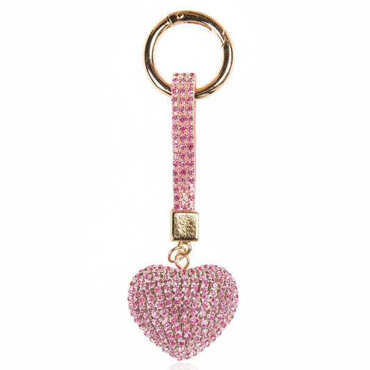 Sleutelhanger Hart roze strass