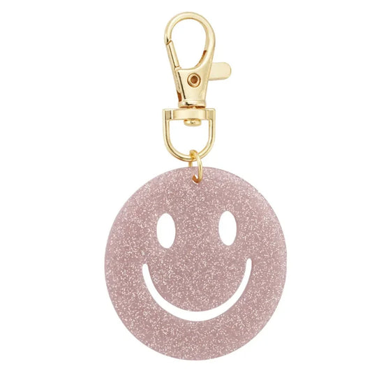 Sleutelhanger Keep Smiling goud lichtroze