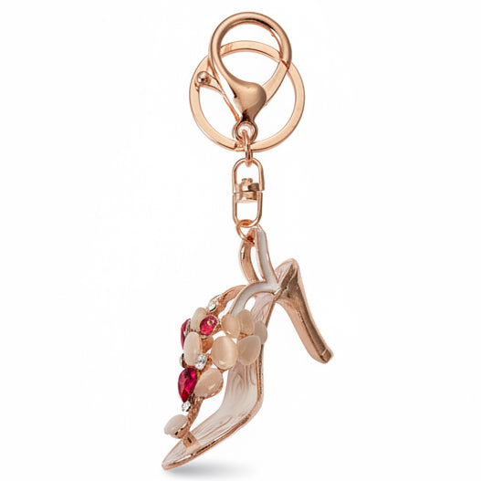 Sleutelhanger Schoen goud roze 7x3x4cm