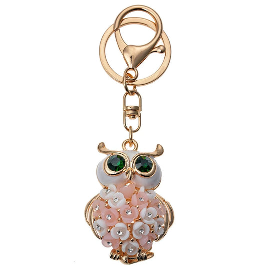 Sleutelhanger Uil goud roze wit