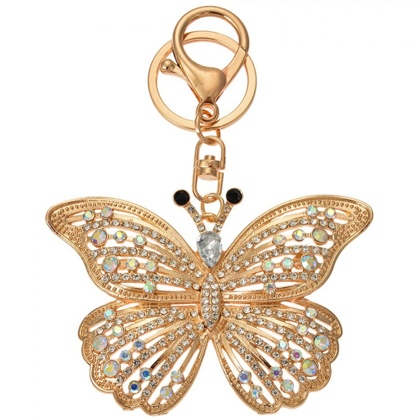 Sleutelhanger Vlinder goud 6x2x8cm