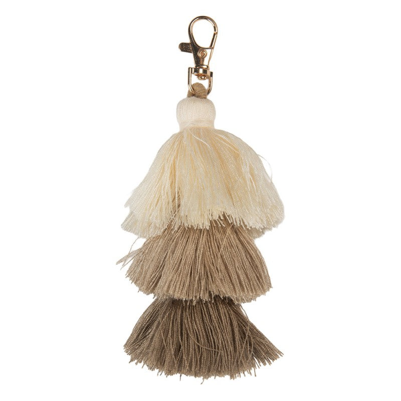 Sleutelhanger beige 4x4x13cm