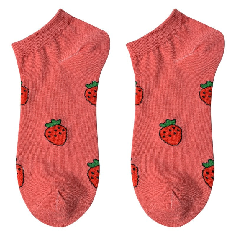 Sokken Aardbeien rood one size