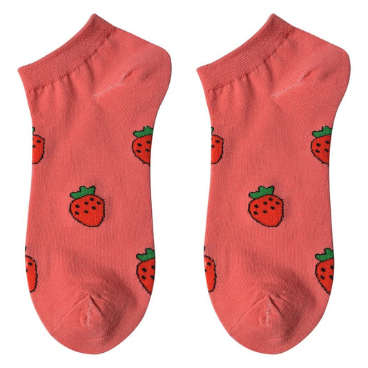 Sokken Aardbeien rood one size