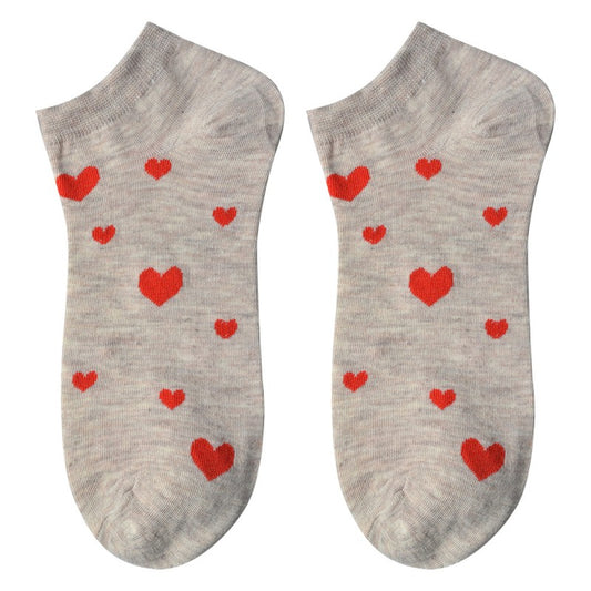 Sokken Hartjes grijs one-size