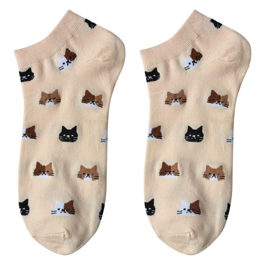 Sokken Katten beige one size
