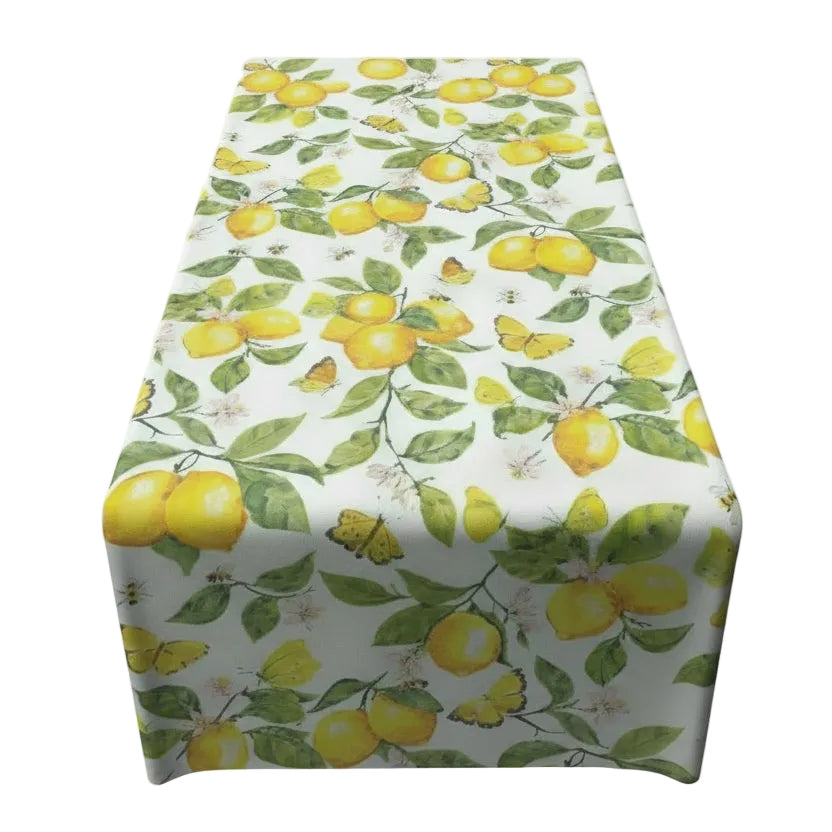 Tafelloper Fresh Lemon wit geel 150x40cm