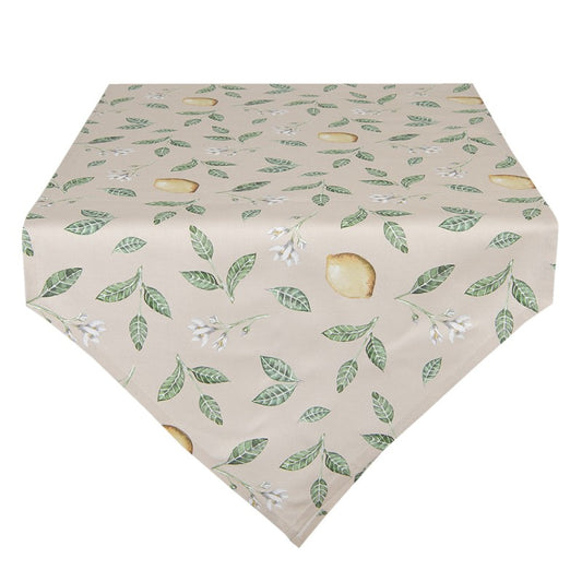 Tafelloper Citroen beige groen 160x50cm