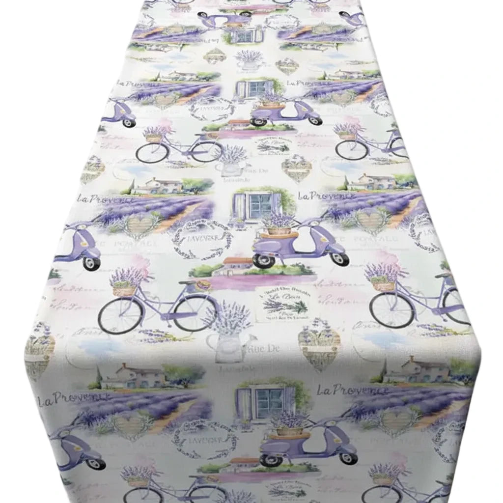 Tafelloper La Provence wit paars 140x50cm