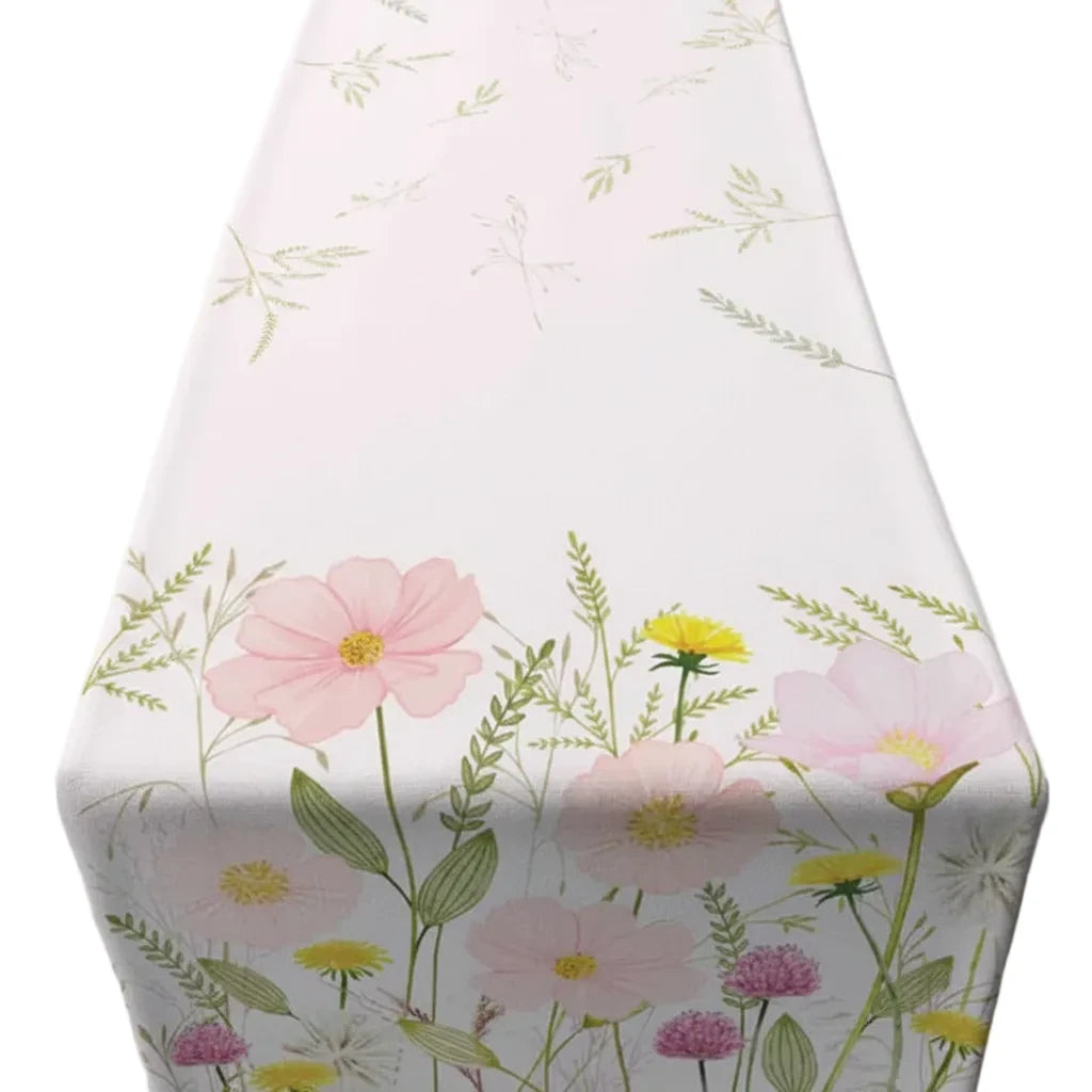 Tafelloper Pastel Flowers roze 140x50cm