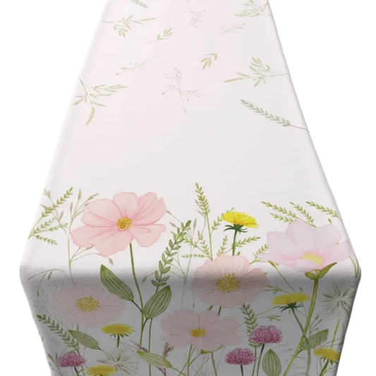 Tafelloper Pastel Flowers roze 140x50cm