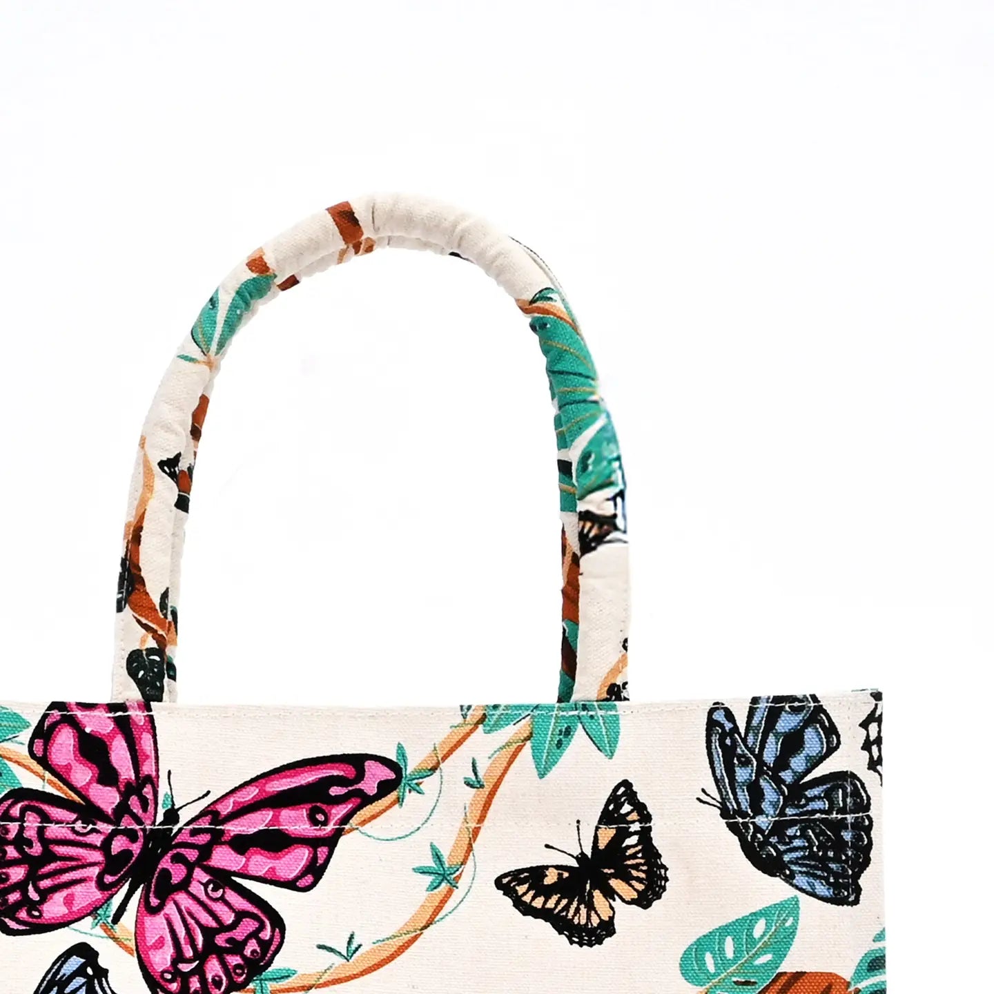 Tas Butterfly Printed canvas wit multi 30x30cm detail