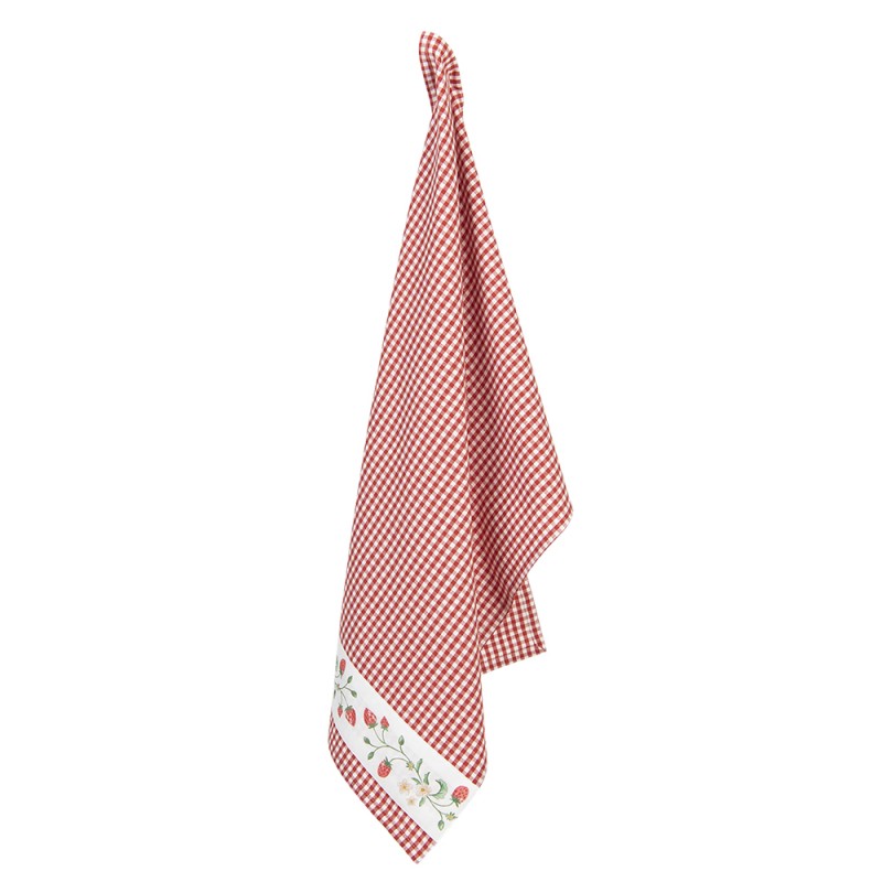 Theedoek Aardbeien wit rood 70x50cm