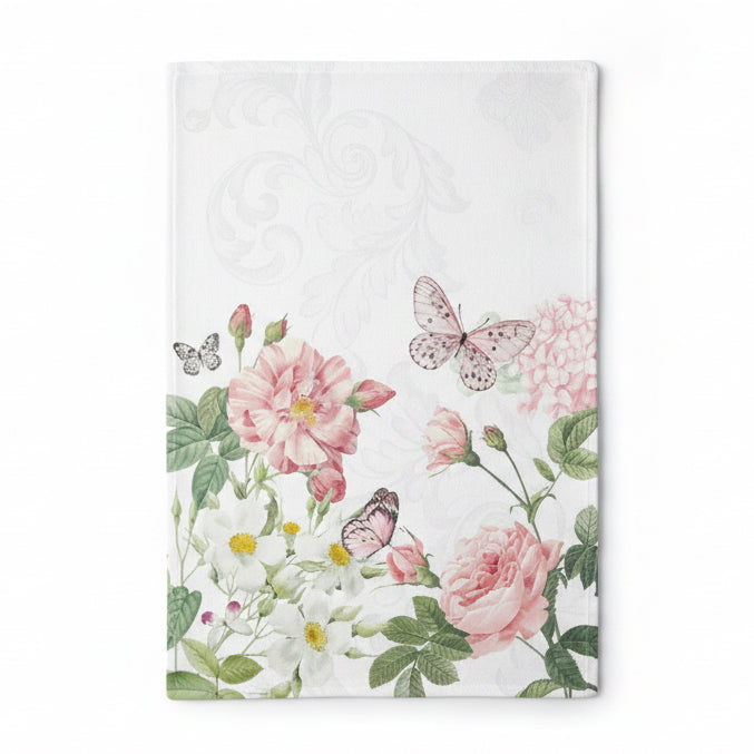 Theedoek Amelia wit roze 70x50cm