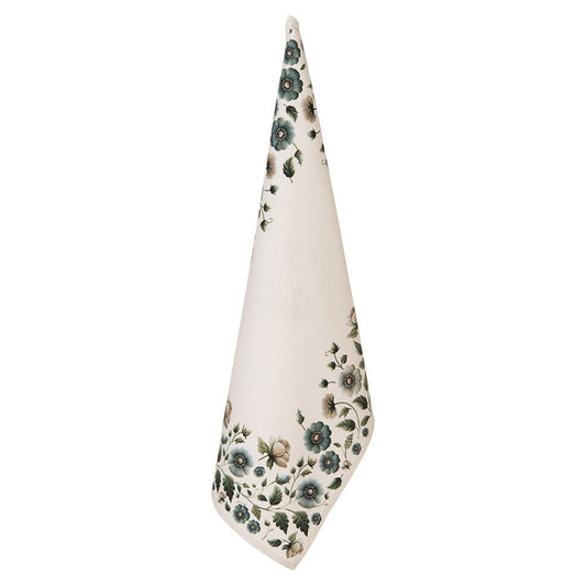 Theedoek Bloemen beige groen 70x50cm