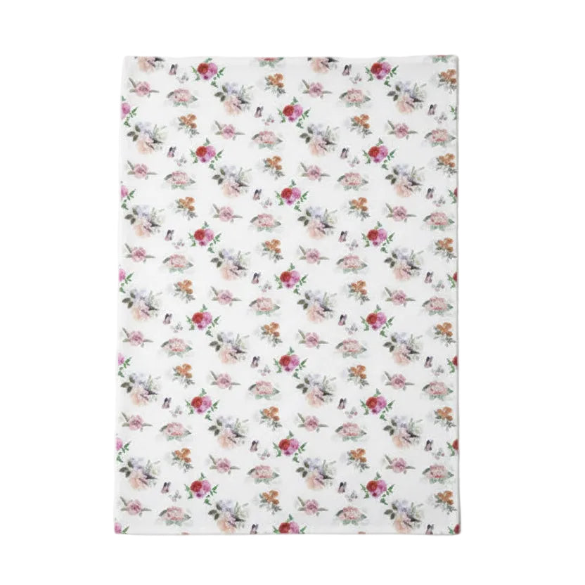Theedoek Charlotte wit roze 70x50cm