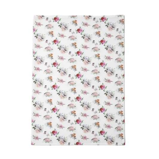 Theedoek Charlotte wit roze 70x50cm
