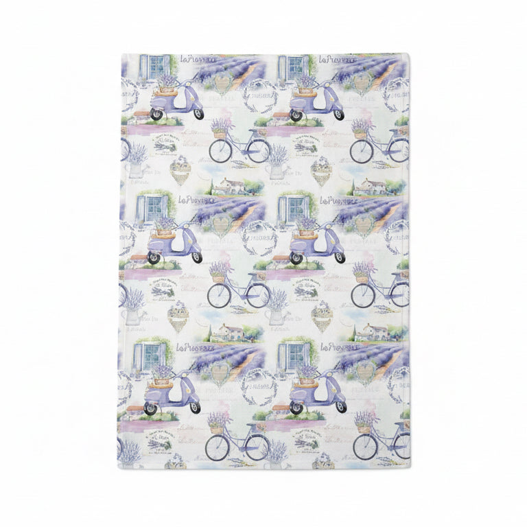 Theedoek La Provence wit paars 70x50cm