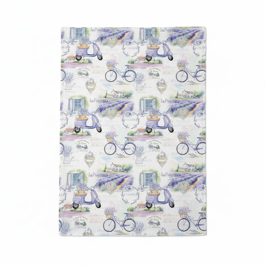 Theedoek La Provence wit paars 70x50cm