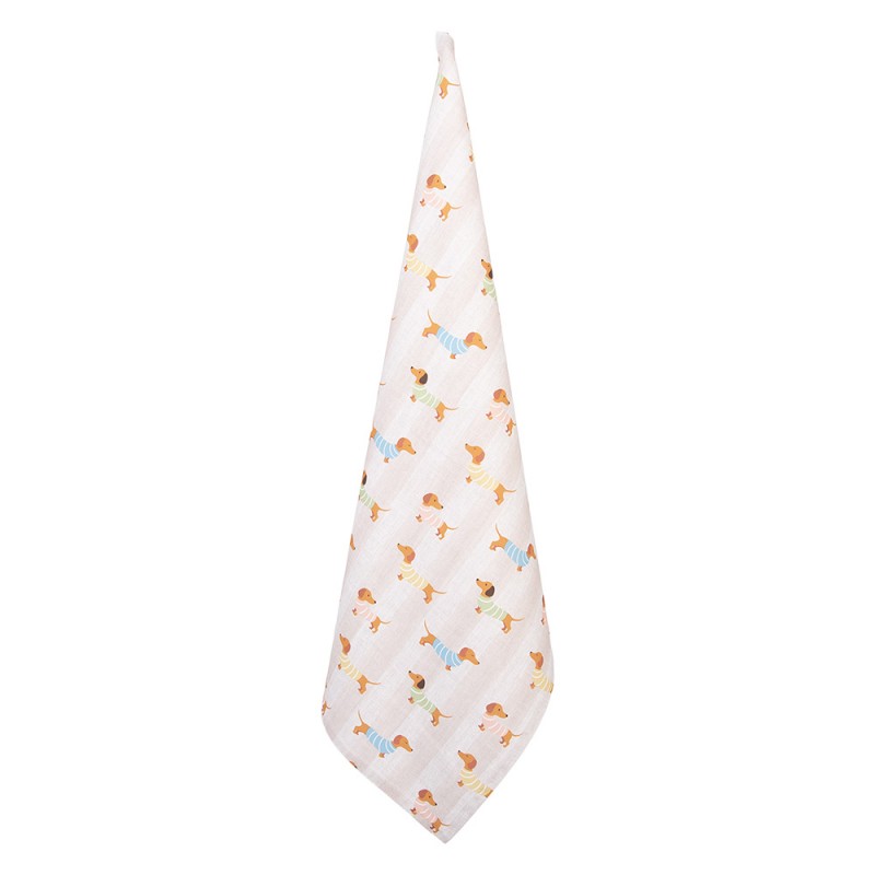 Theedoek Hondjes beige 70x50cm