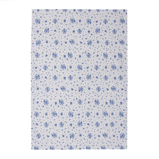 Theedoek Roosjes wit blauw 70x50cm uitgevouwen