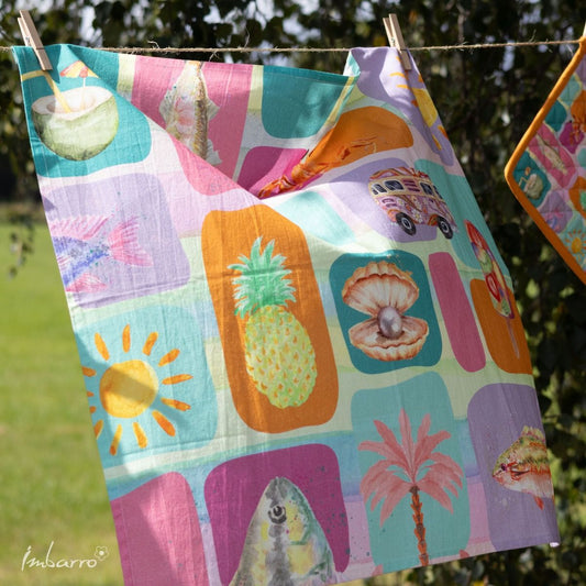 Theedoeken set-van-2 Summer Breeze 70x70cm sfeer
