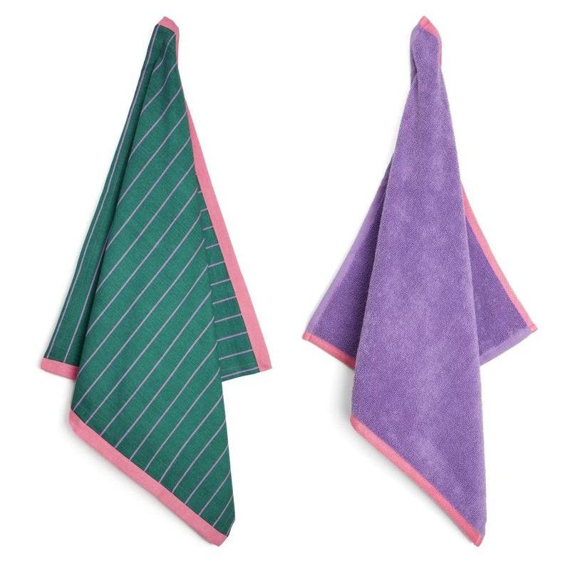 Keukendoek en handdoek set Vivid Green Purple 65x65cm + 50x50cm