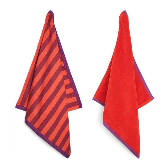 Keukendoek en handdoek set Vivid Red Orange 65x65cm + 50x50cm