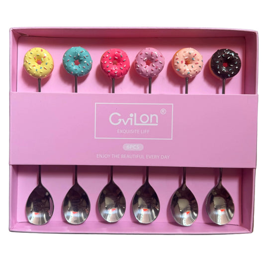 Theelepels set-van-6 Donut Spikkel RVS
