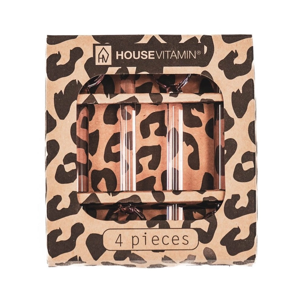 Theelepels set-van-4 Glas roze 3x2x11cm