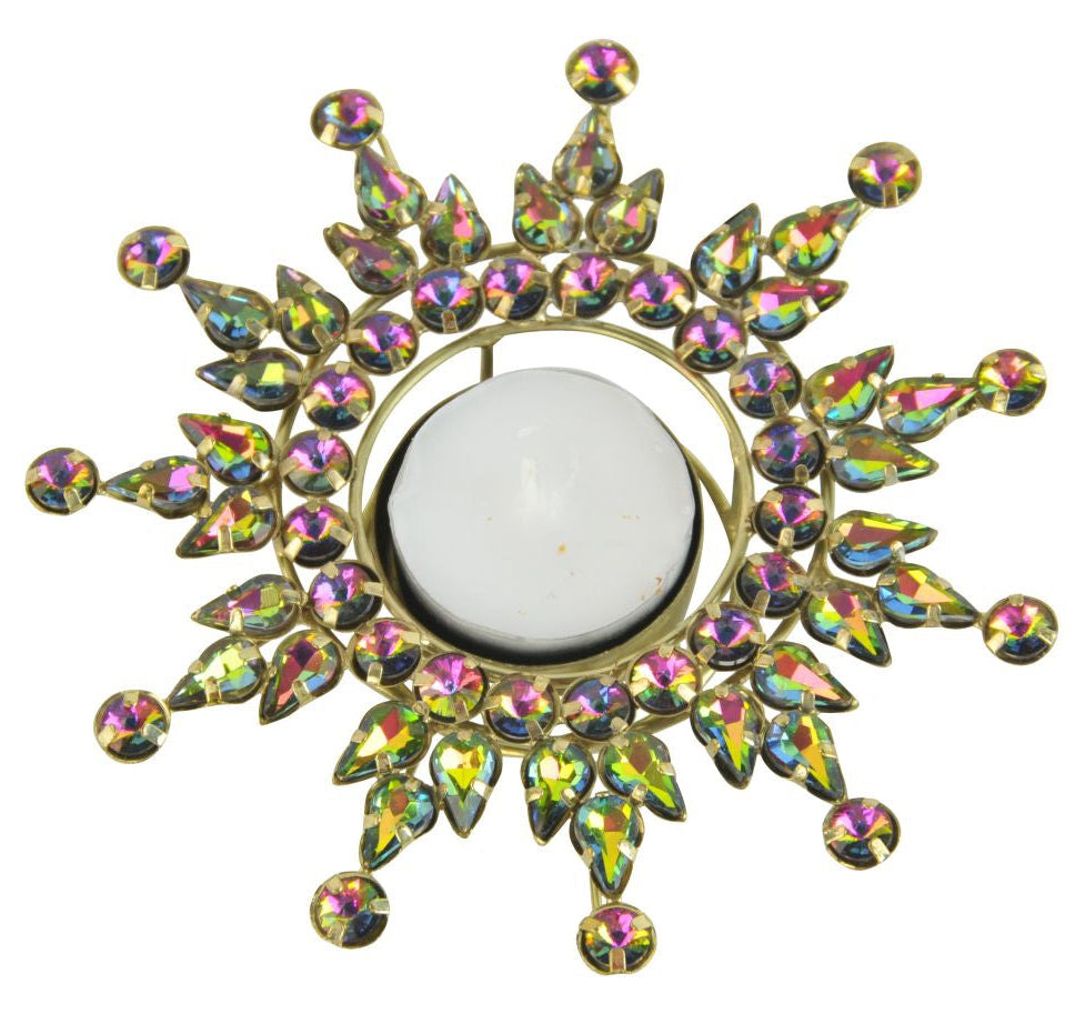 Theelichthouder Yuan GRB multi goud 13x13cm