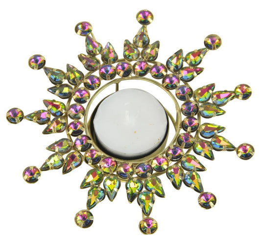 Theelichthouder Yuan GRB multi goud 13x13cm