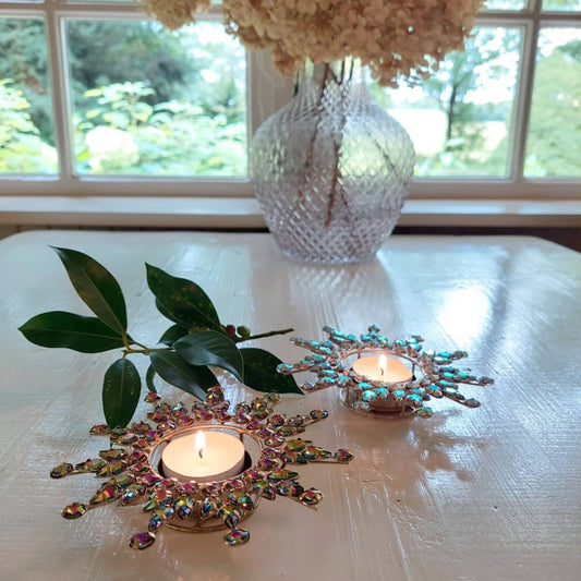 Theelichthouder Yuan SRB wit zilver 13x13cm