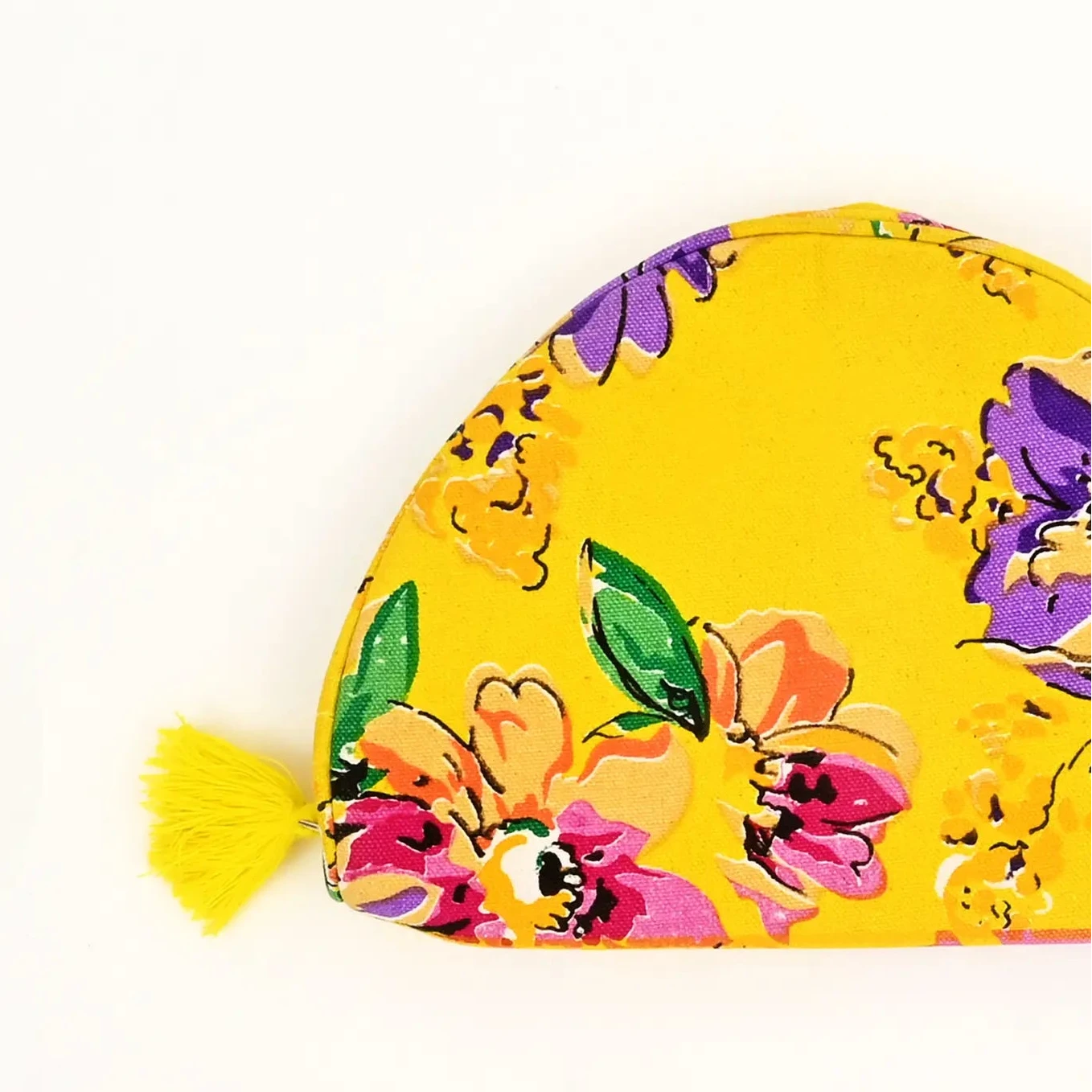 Toilettas Vivre Radiance Printed geel paars 24x17cm detail
