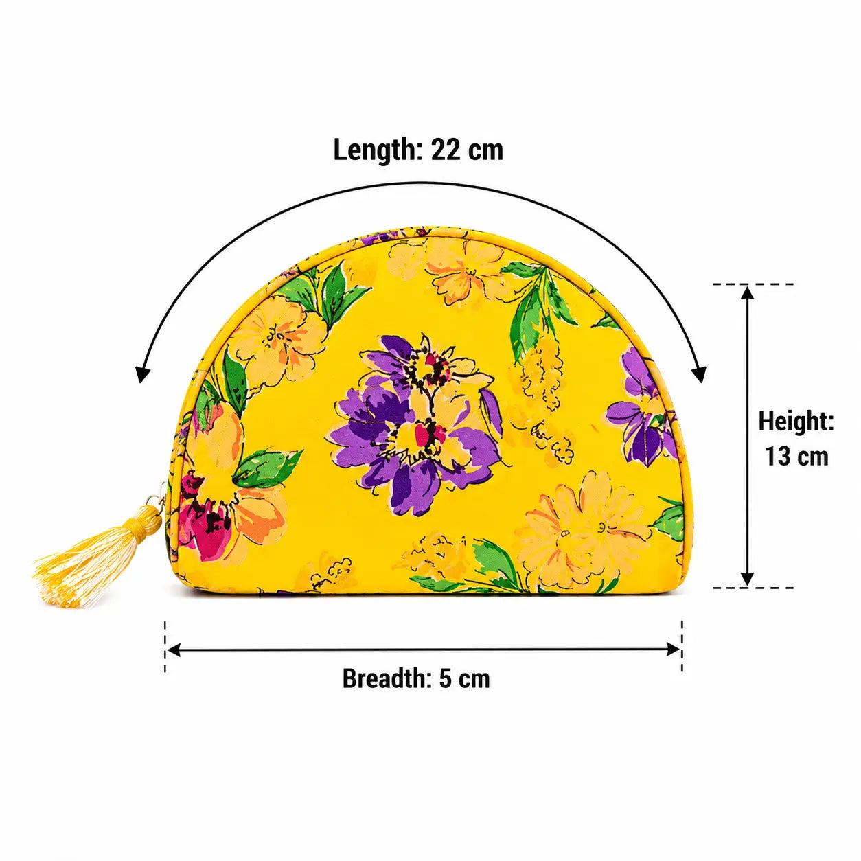Toilettas Vivre Radiance Printed geel paars 24x17cm maat
