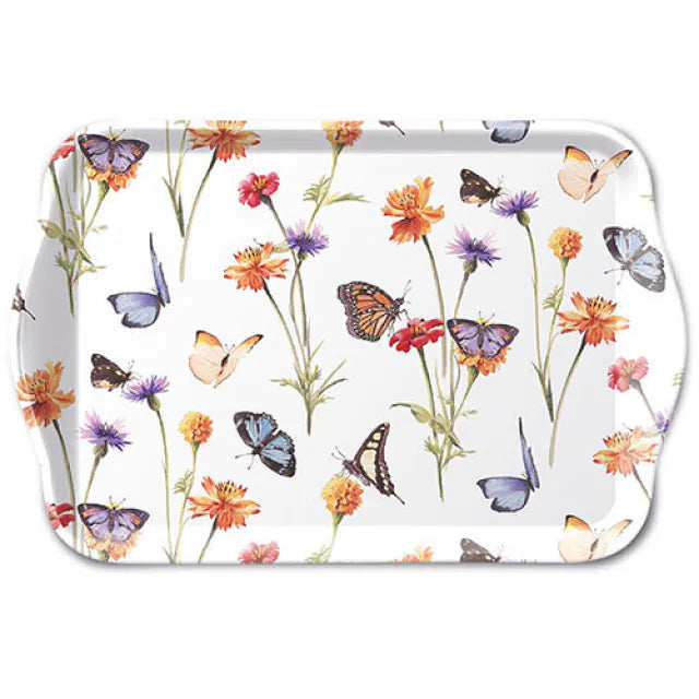 Tray Butterfly garden white 13x21cm