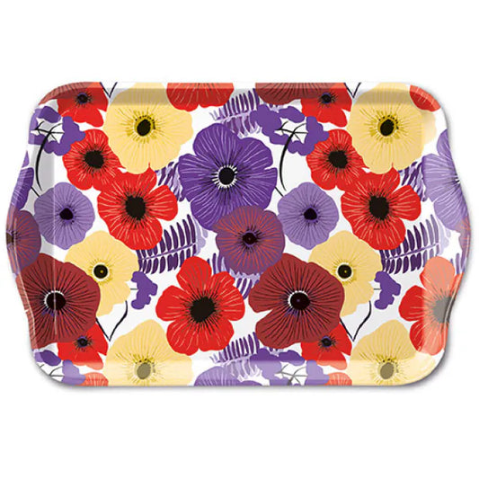 Tray Colourful flowers lila 13x21cm