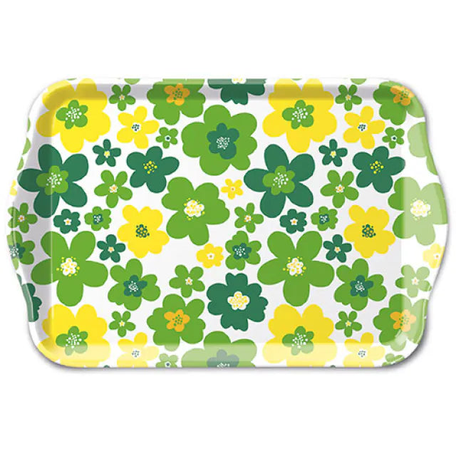 Tray Flower power green 13x21cm